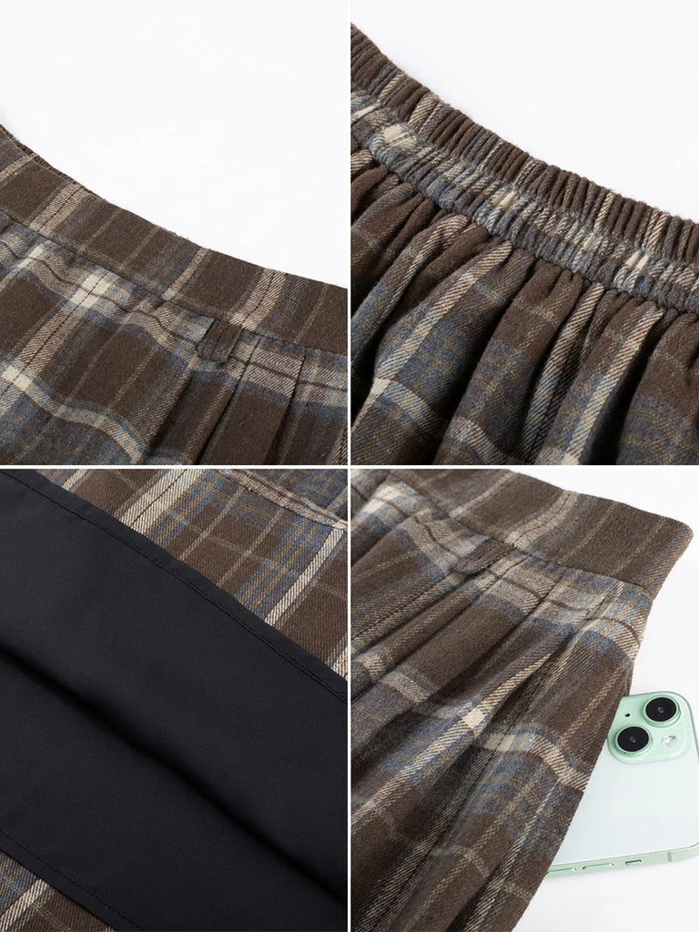 Scarlet Darkness Renaissance Plaided Buckle up Maxi Skirt