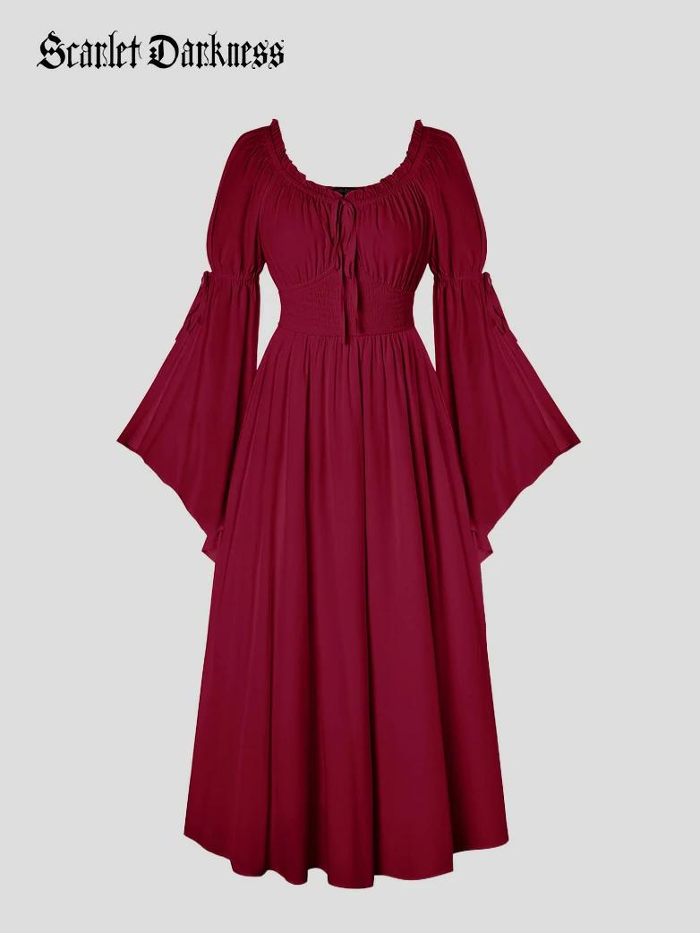 SCARLET DARKNESS Maxi-jurk voor dames, renaissance, fladdermouwen SCARLET DARKNESS Maxi-jurk voor dames, renaissance, fladdermouwen
