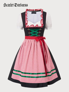 Women Costumes For German Bavarian Oktoberfest 3pc-Set Scarlet Darkness