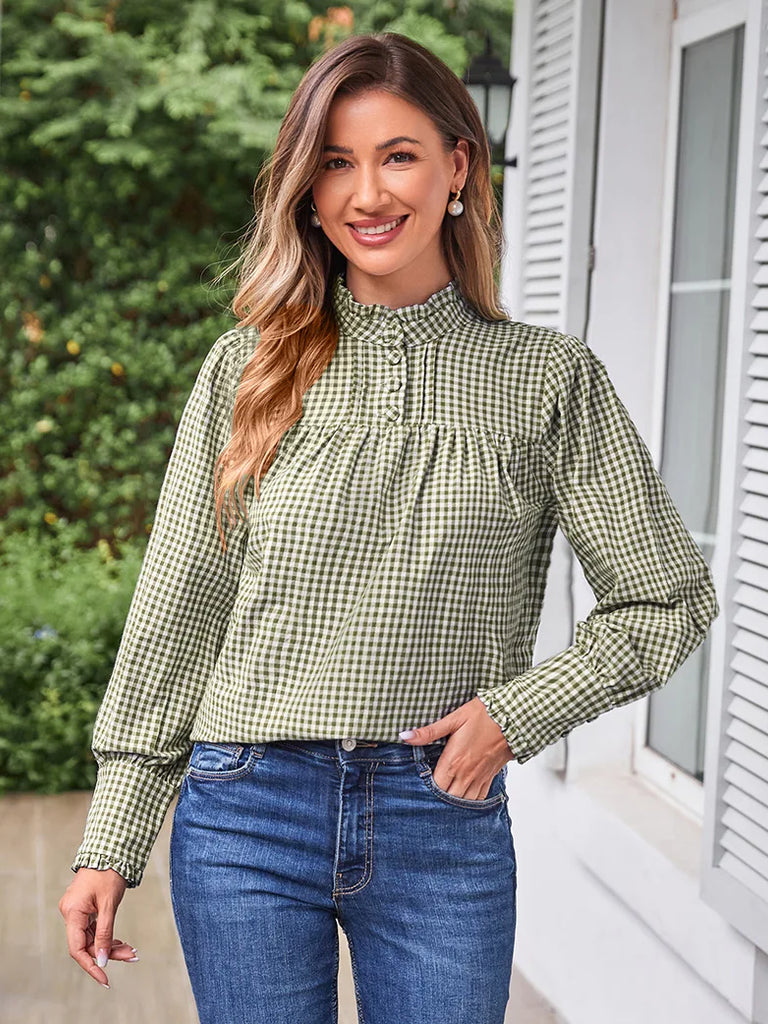 Scarlet Darkness 100% Cotton Stand Collar Renaissance Tops