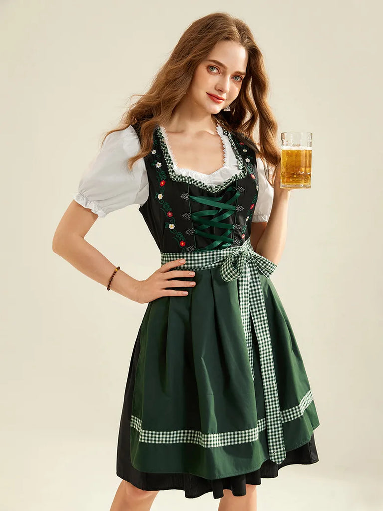 Women Dirndl Dress German Bavarian Oktoberfest Costume SCARLET DARKNESS