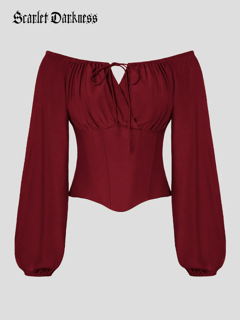 Scarlet Darkness Comfy Fairy Off Shoulder Boned Corset Tops