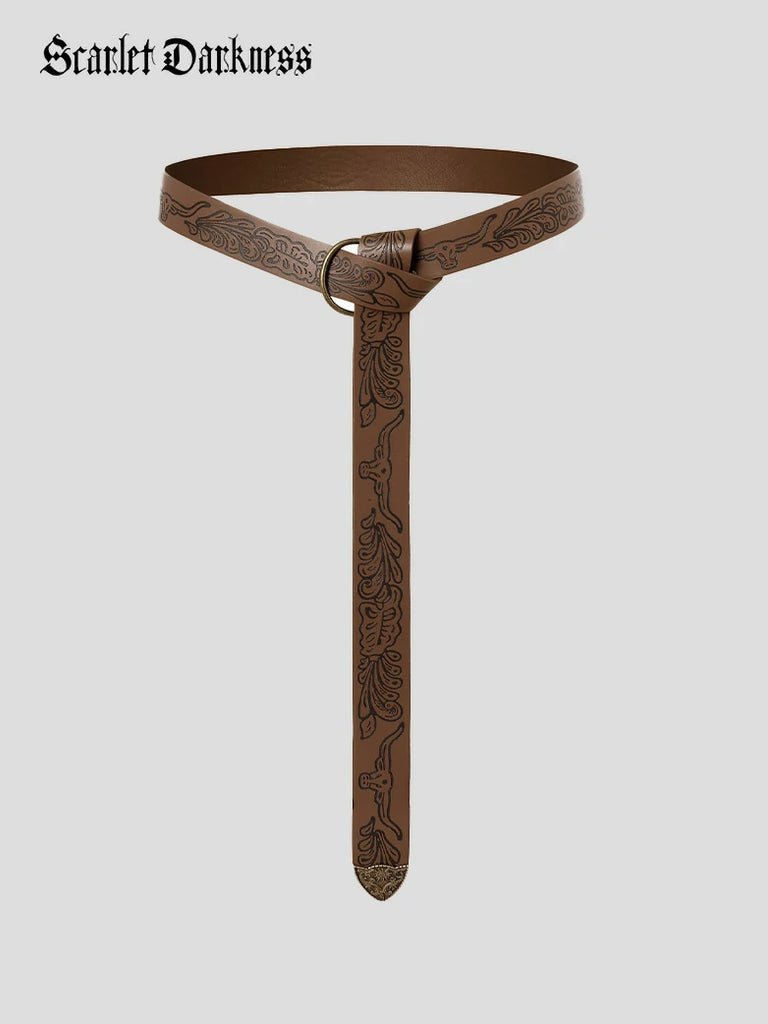 Scarlet Darkness Ren Faire Leather Belt 159*3.5cm O Ring Belt Set4