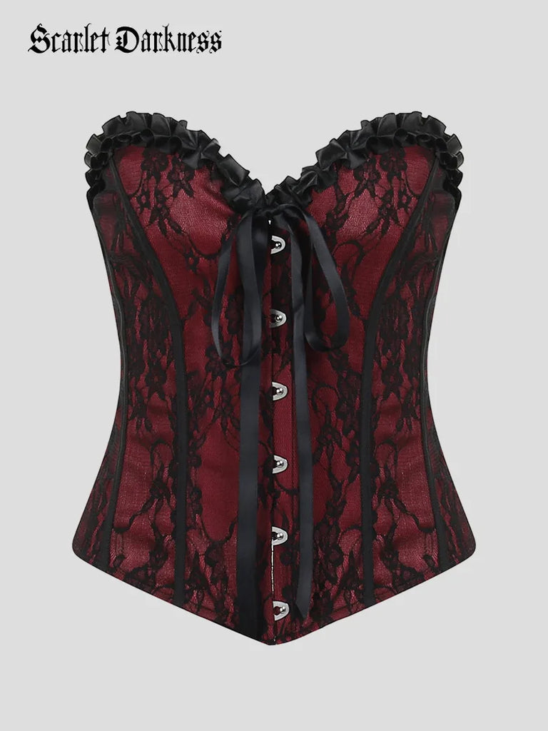 Scarlett Dark Red Plus Boned corset, 1X-3X