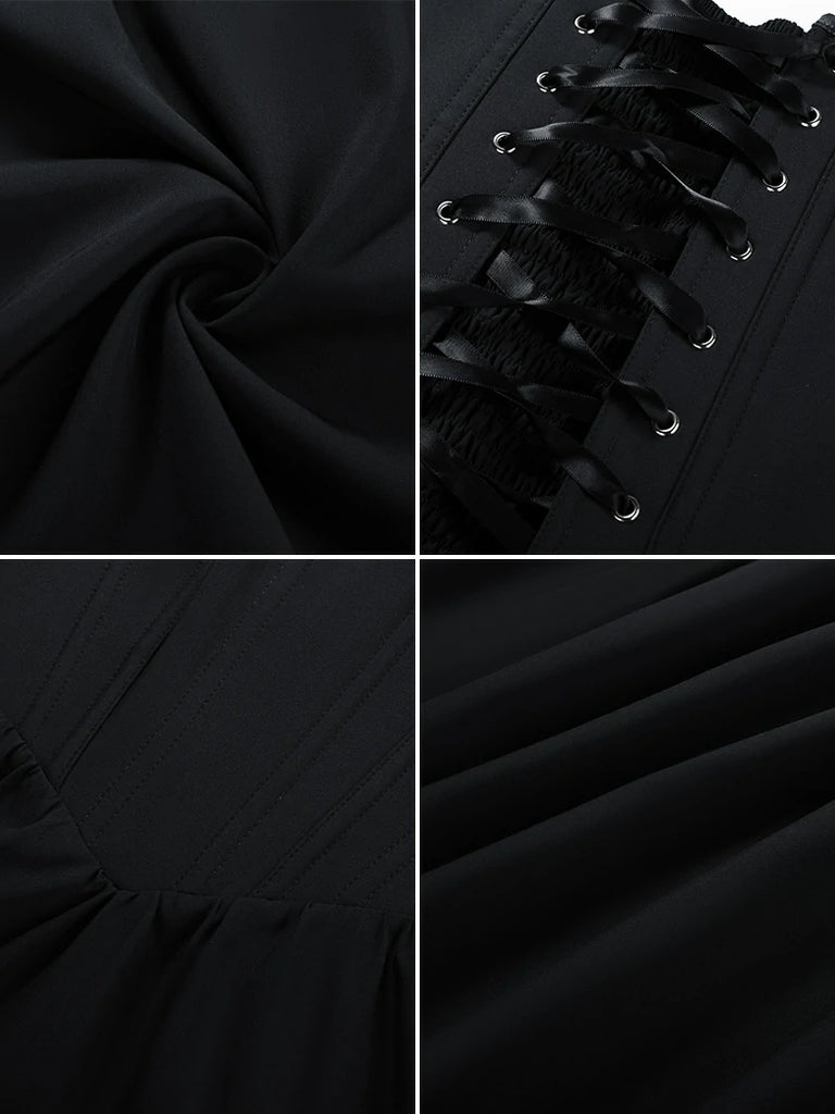 Scarlet Darkness Victorian Cocktail Party Corset Dress with Pockets