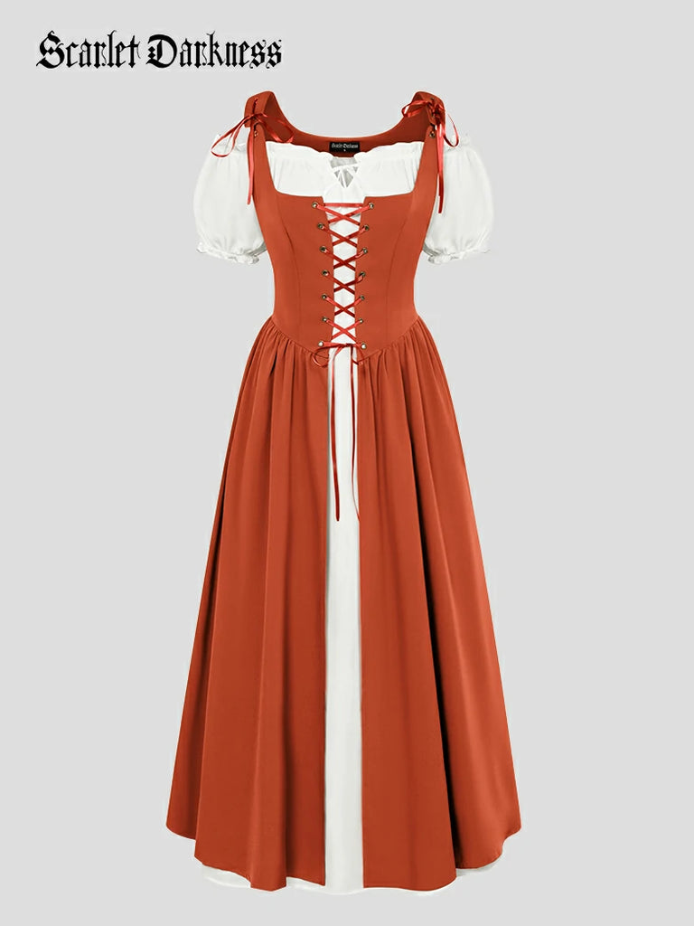 Scarlet Darkness Renaissance Fantasy Fairy Costumes Outfits Orange