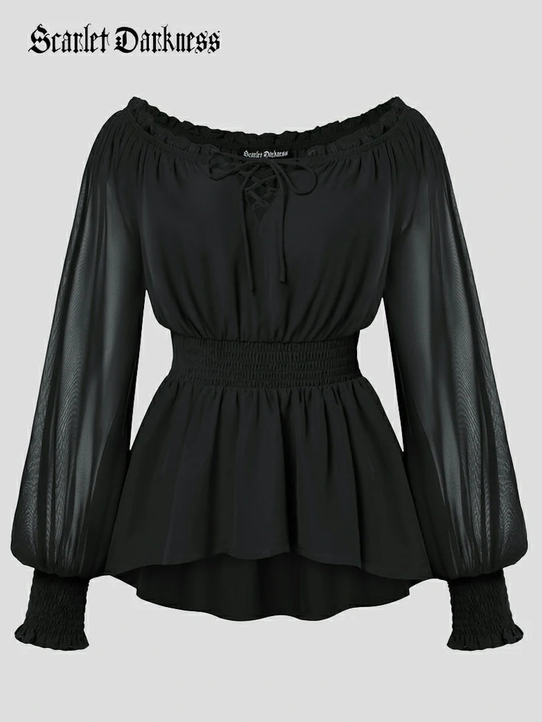 Scarlet Darkness Renaissance Fitted Long Sleeve Off-Shoulder Top