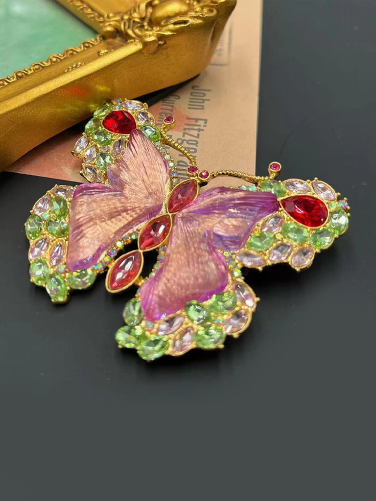 Victorian Colorful Butterfly Brooch SCARLET DARKNESS