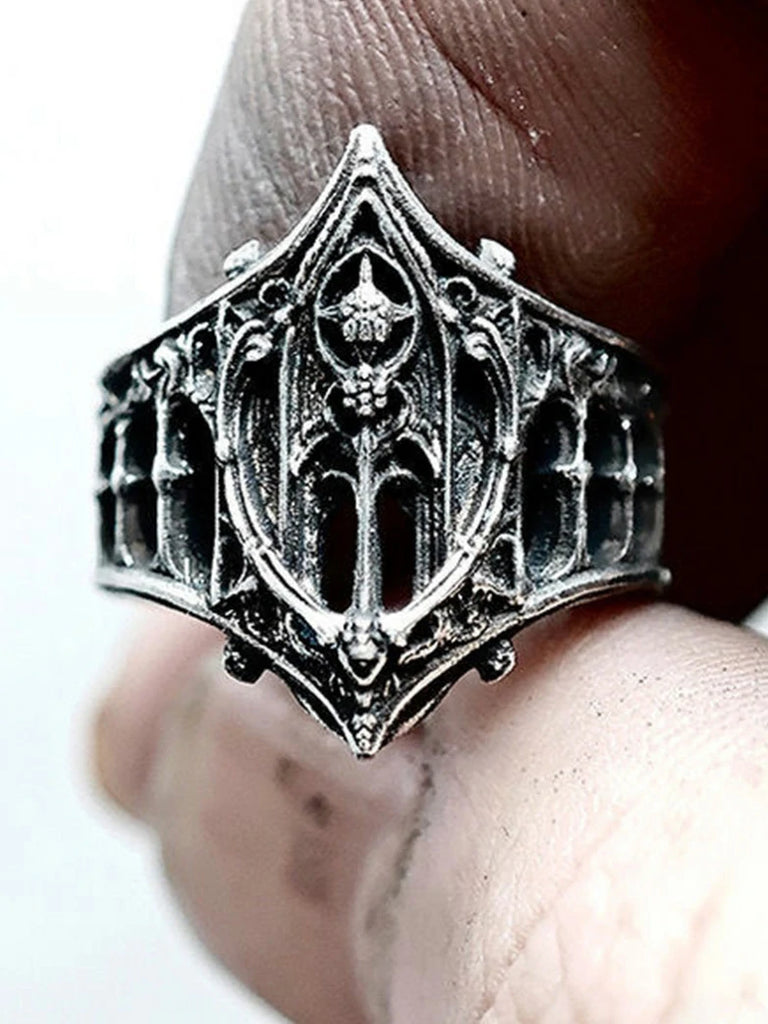 Scarlet Darkness Classical Gothic Medieval Castle Totem Ring