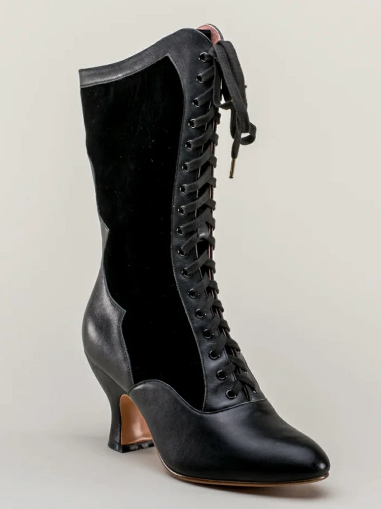 Scarlet Darkness Gothic Velvet Leather High-heeled Boots for Parties