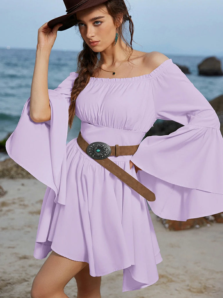 Scarlet Darkness Renaissance Off Shoulder Witch Cosplay Pocket Dress