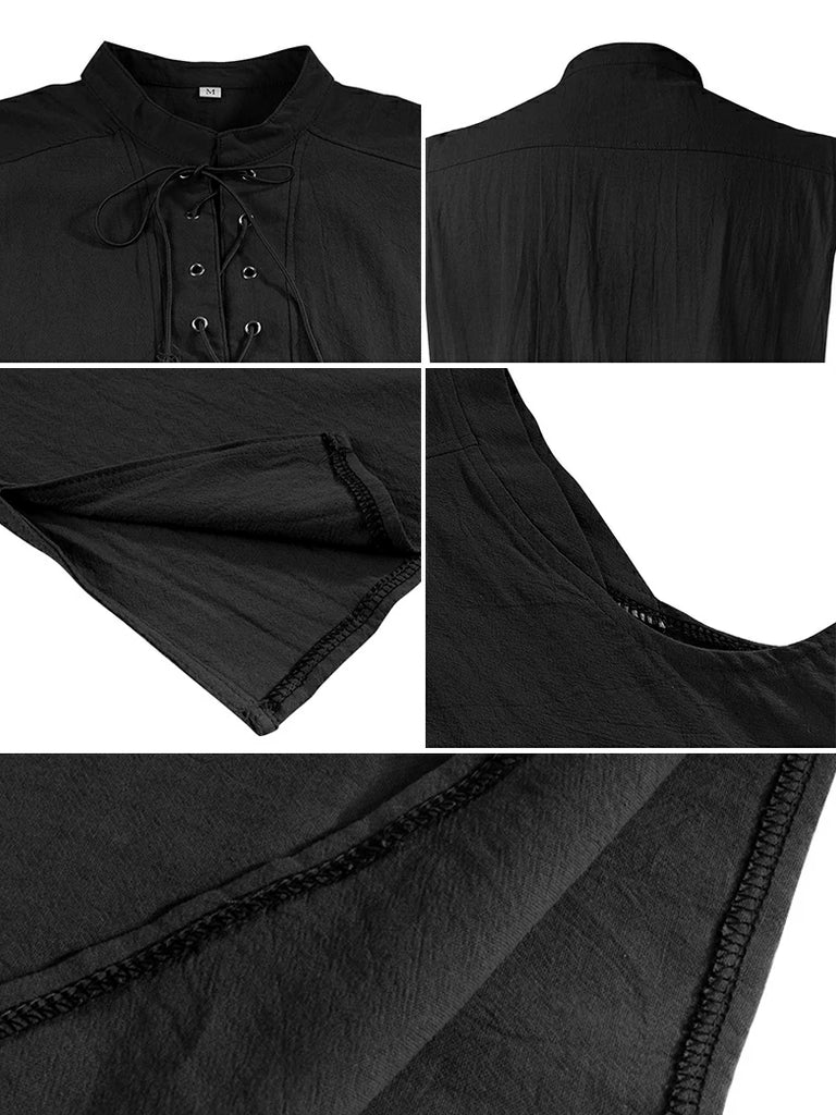 Scarlet Darkness Medieval Warrior Men's Stand Collar Lace-up Vest