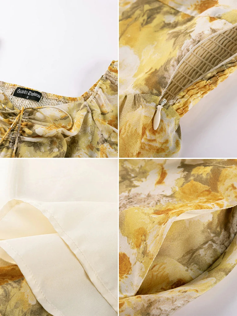 Scarlet Darkness Victoria Off Shoulder Double-Layer Hem Dress with Pockets