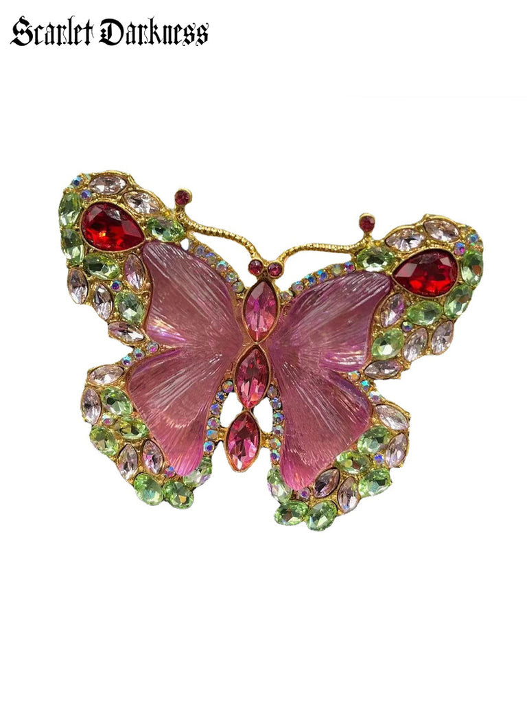 Victorian Colorful Butterfly Brooch SCARLET DARKNESS