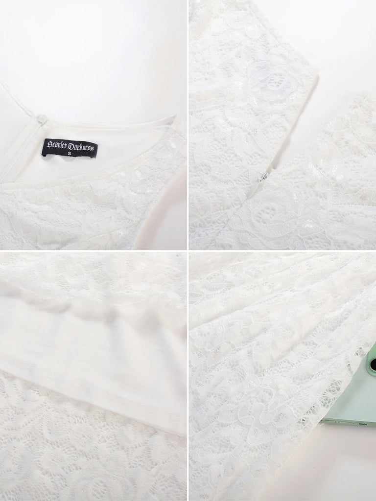 Scarlet Darkness VIctoria Gothic Chiffon Lace Slit Sleeve Party Dress