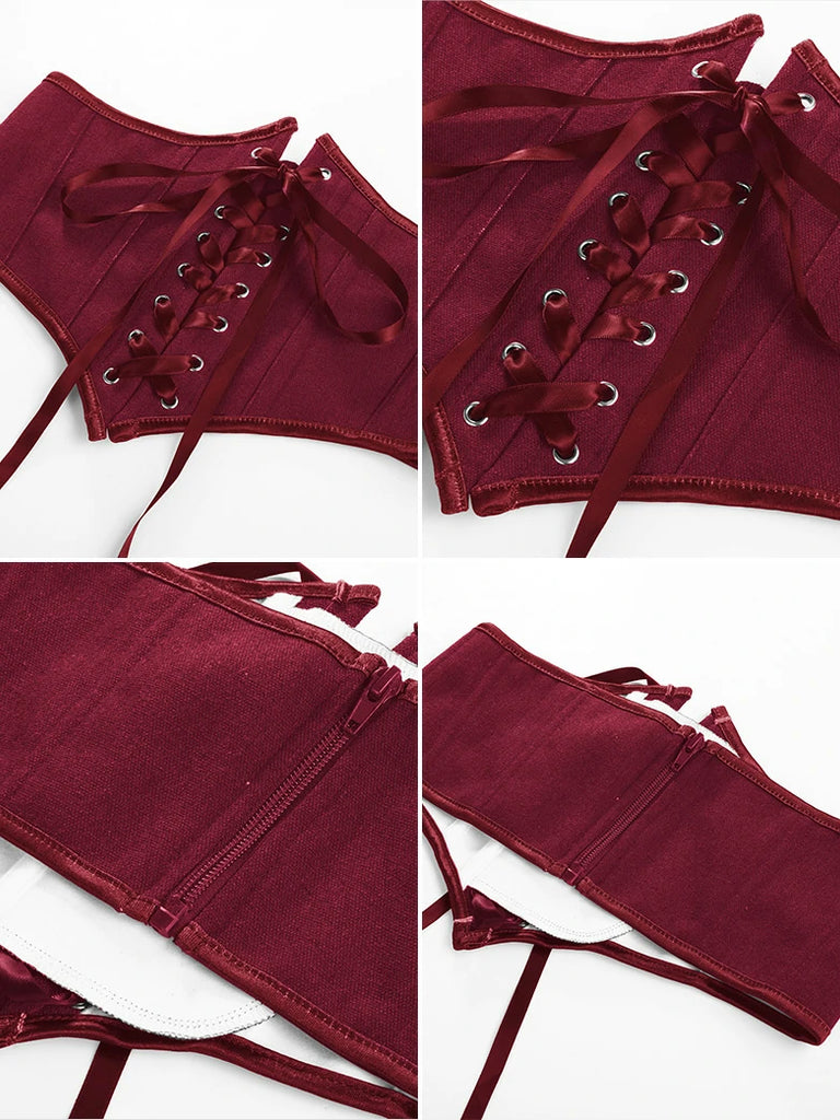 Scarlet Darkness Renaissance Corset Belt with 14 Boned Waist Cincher