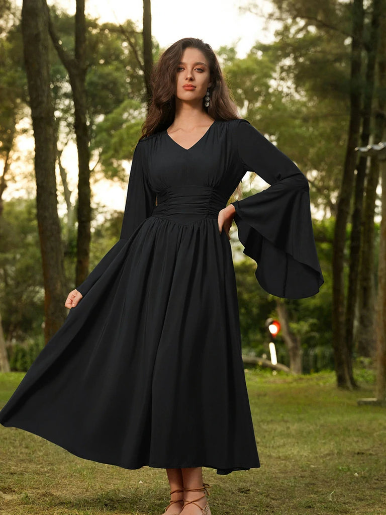 Scarlet Darkness Renaissance Fairy Elastic Waist Maxi Dress with Pockets