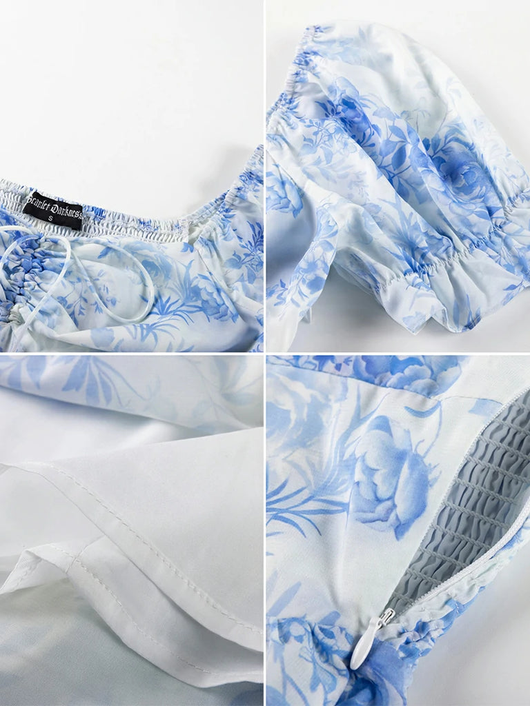 Scarlet Darkness Victoria Off Shoulder Double-Layer Hem Dress with Pockets