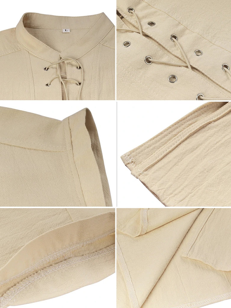 Scarlet Darkness Medieval Warrior Men's Stand Collar Lace-up Vest