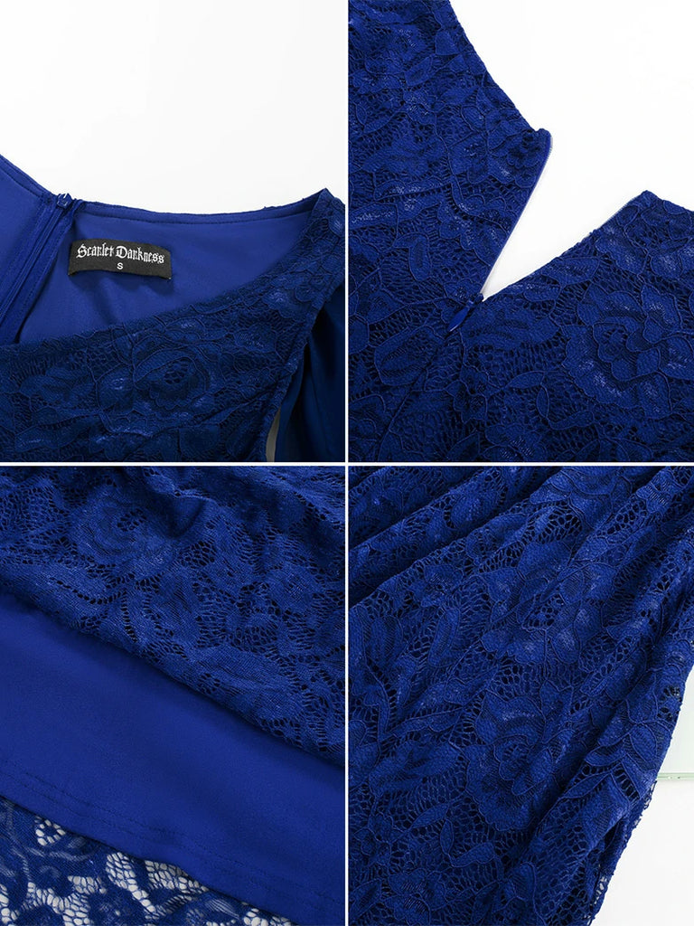 Scarlet Darkness VIctoria Gothic Chiffon Lace Slit Sleeve Party Dress