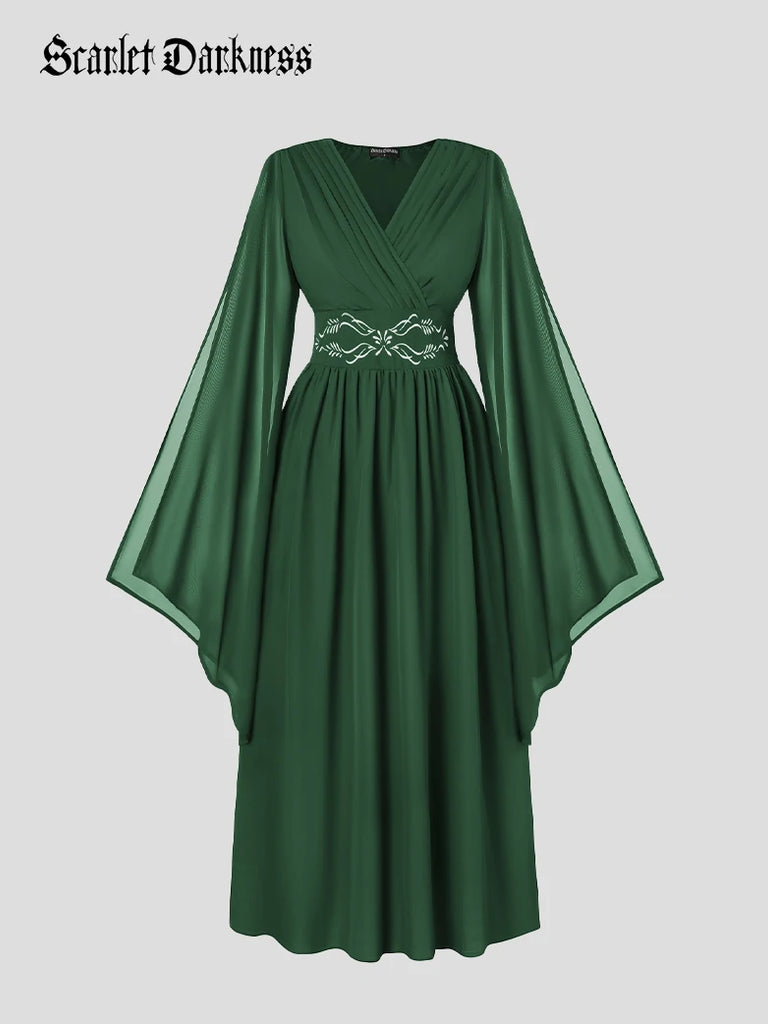 Renaissance Purple Embroidered Chiffon Pockets Dress Renaissance Purple Embroidered Chiffon Pockets Dress