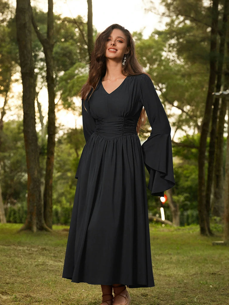 Scarlet Darkness Renaissance Fairy Elastic Waist Maxi Dress with Pockets