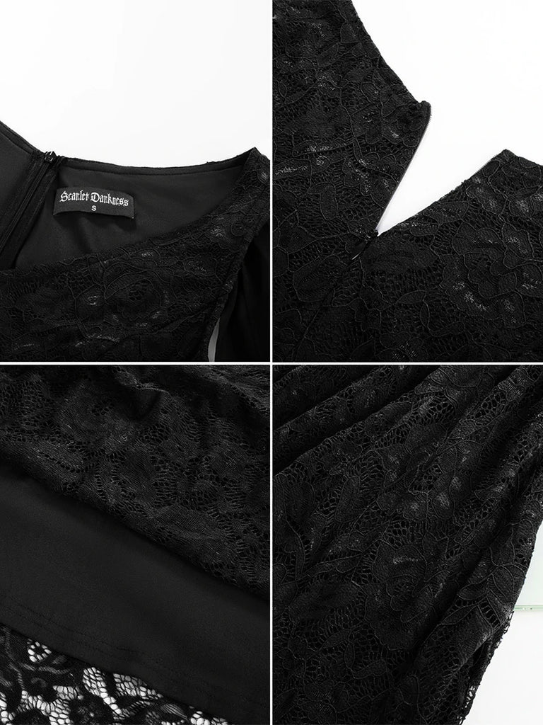 Scarlet Darkness VIctoria Gothic Chiffon Lace Slit Sleeve Party Dress