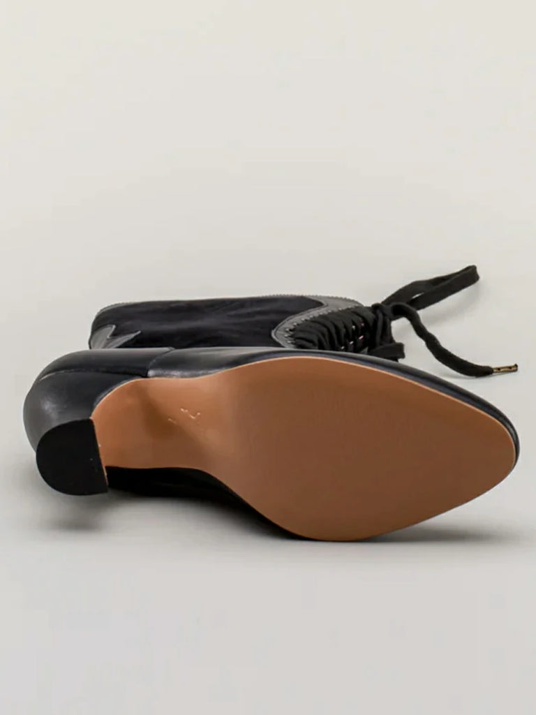 Scarlet Darkness Gothic Velvet Leather High-heeled Boots for Parties