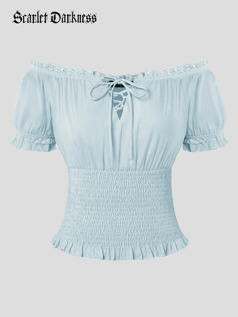 Scarlet Darkness Women Renaissance Cotton Off Shoulder Tops