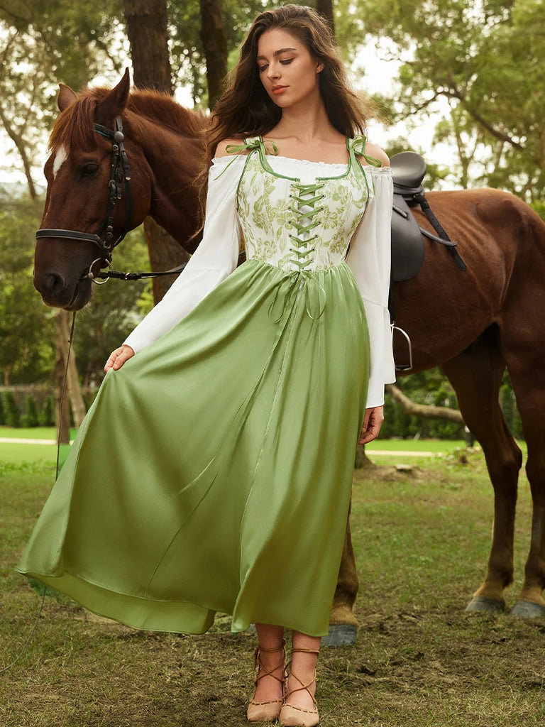 Scarlet Darkness Whimsical Fantasy Jacquard Fairy 2pcs Set Dress