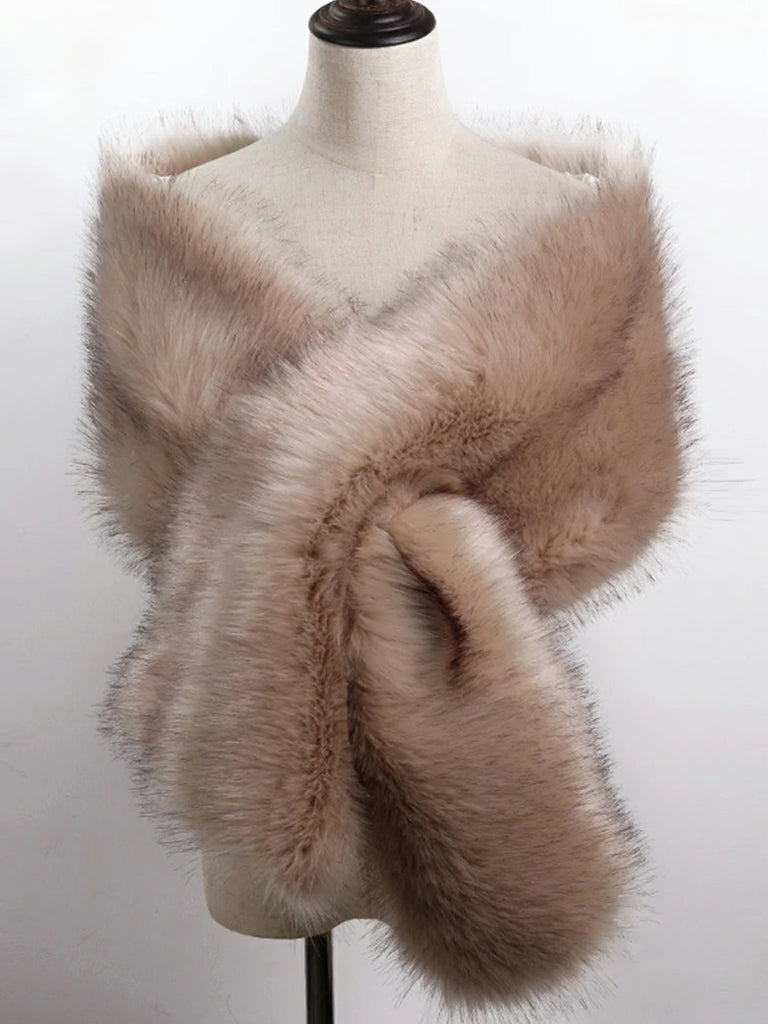 Scarlet Darkness Winter Soft Faux Fur Thick Shawl/Coats for Women 7 165CM*30CM