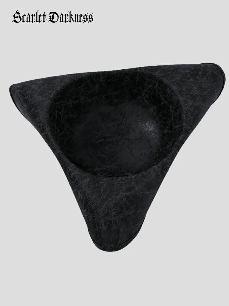 Scarlet Darkness Vintage Patterned Pirate Triangle Leather Hat