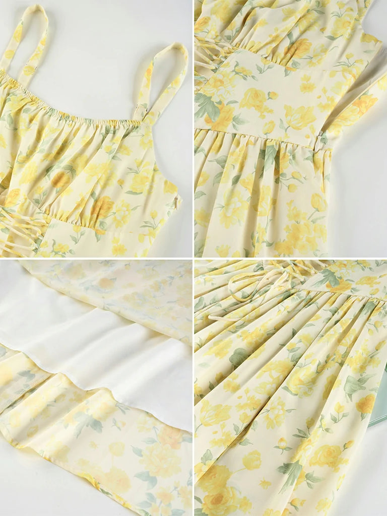 Scarlet Darkness 2026 Summer Floral Chiffon Flared Sundress for Women