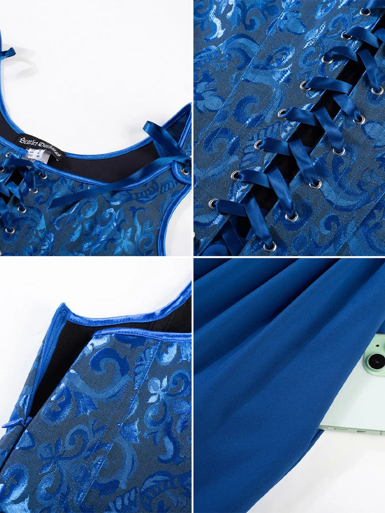 Scarlet Darkness Renaissance Jacquard Boned Pocket Overdress + Chemise