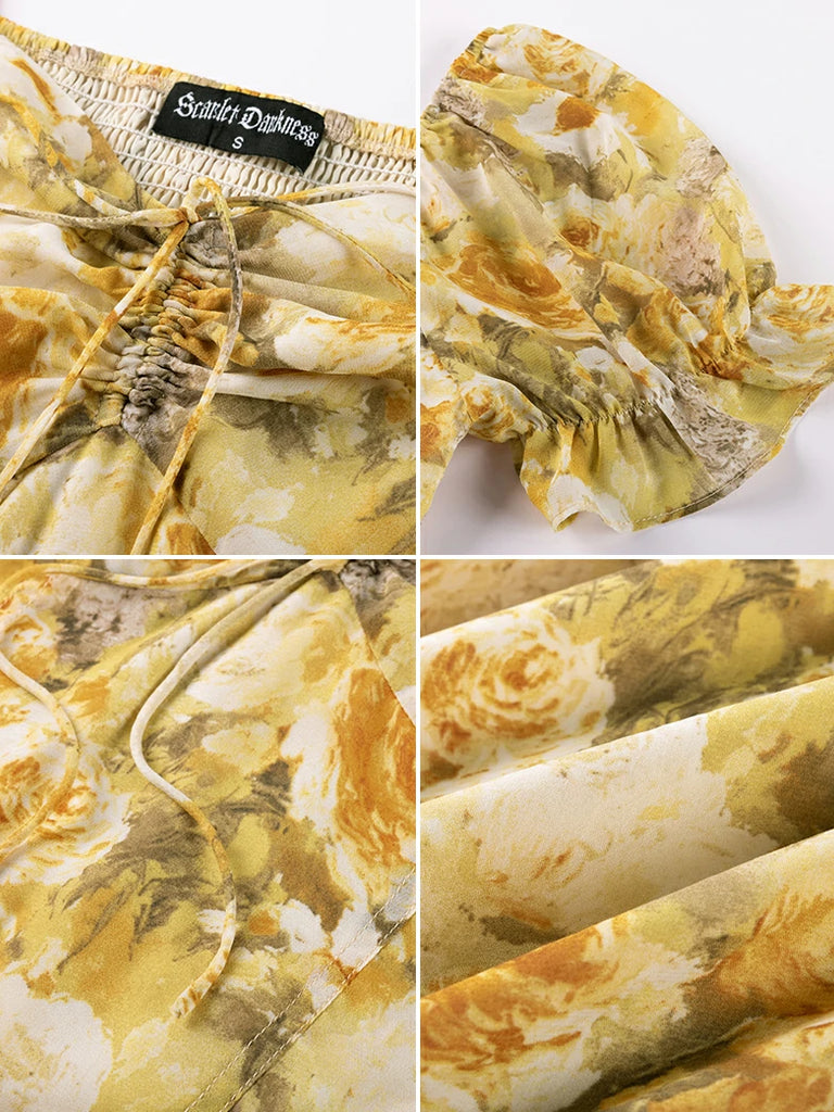 Scarlet Darkness Victoria Off Shoulder Double-Layer Hem Dress with Pockets