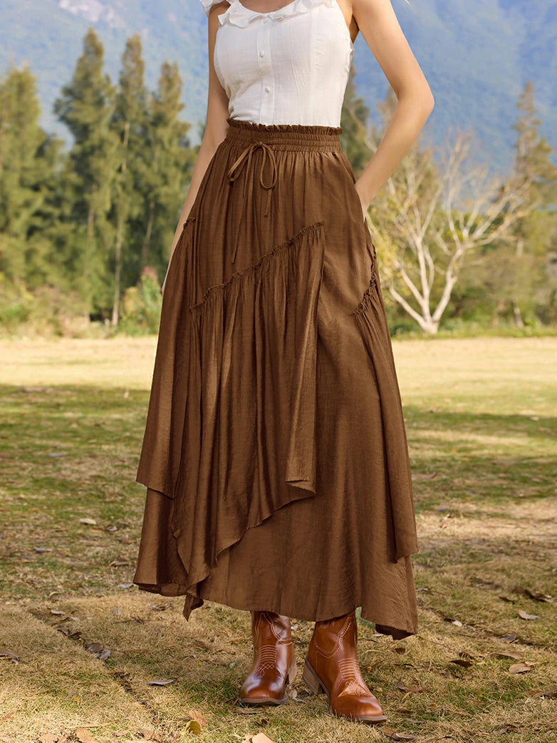 Scarlet Darkness Overlay Drawstring Waist Irregular Hem