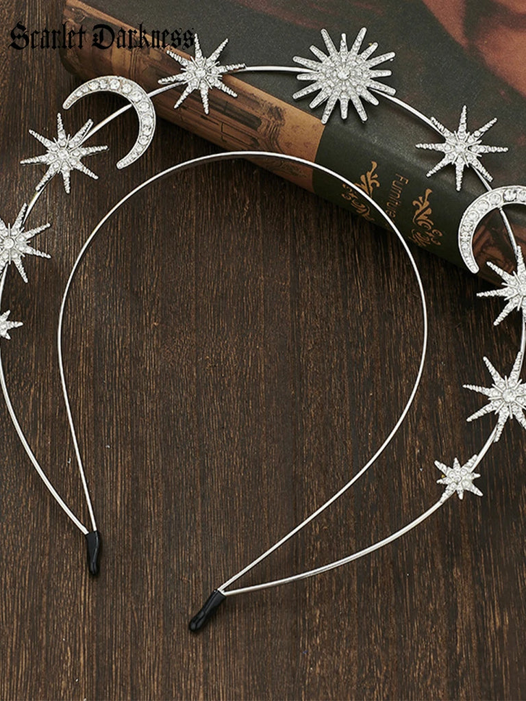 Scarlet Darkness Fantasy Fashion Star Moon Goddess Hair Crown