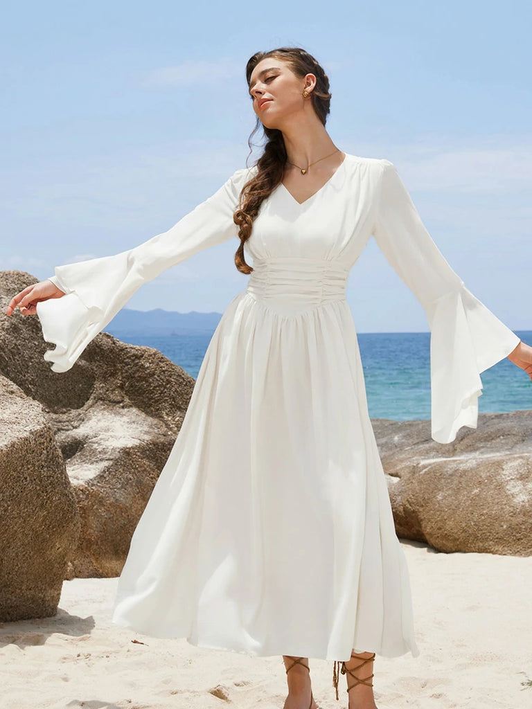 Scarlet Darkness Renaissance Fairy Elastic Waist Maxi Dress with Pockets