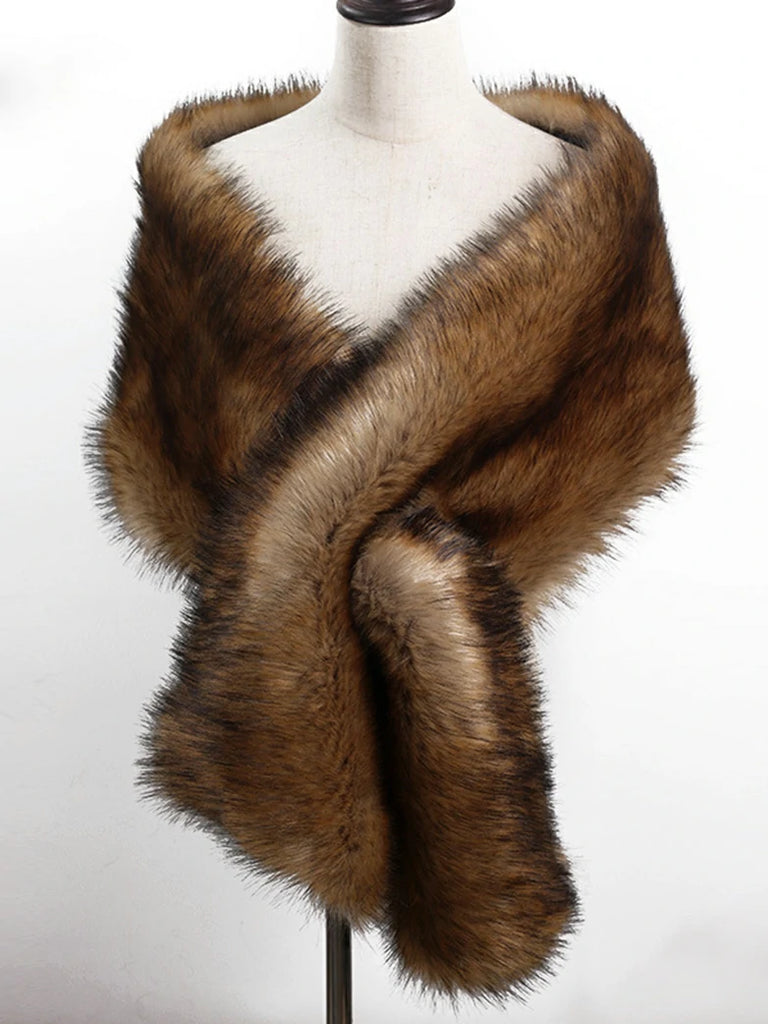 Scarlet Darkness Winter Soft Faux Fur Thick Shawl/Coats for Women 2 165CM*30CM