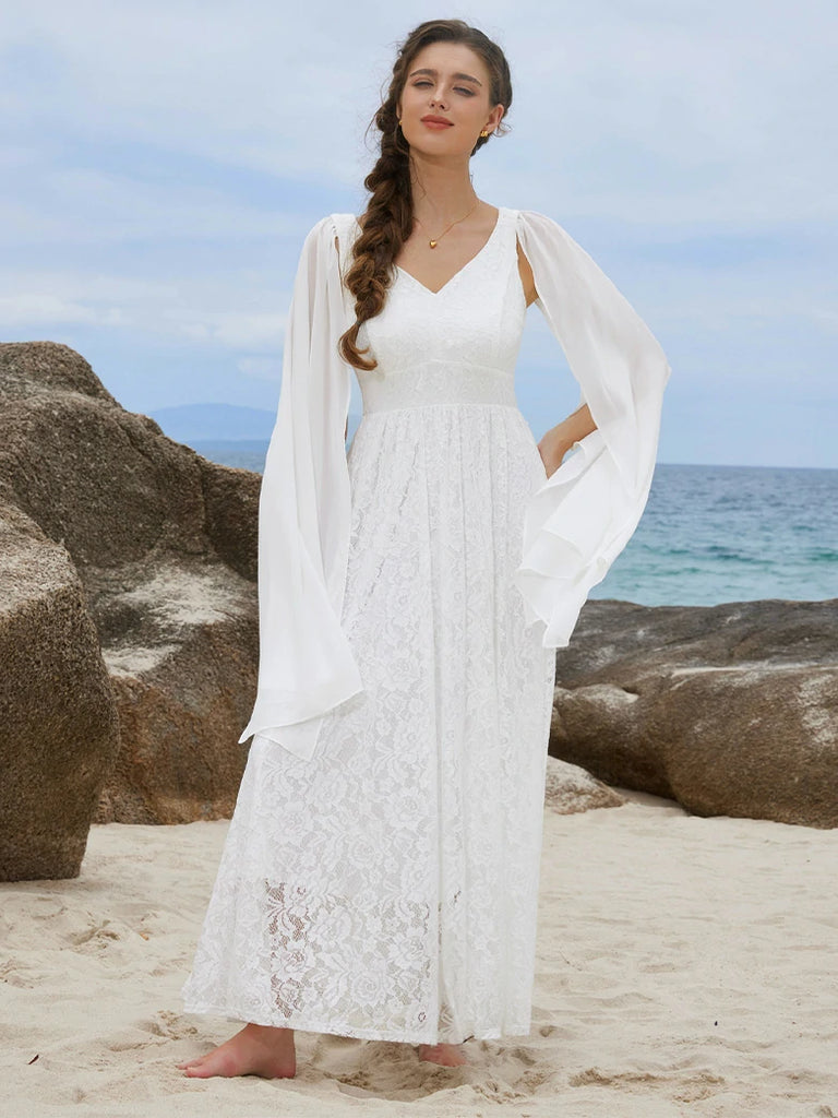 Scarlet Darkness VIctoria Gothic Chiffon Lace Slit Sleeve Party Dress