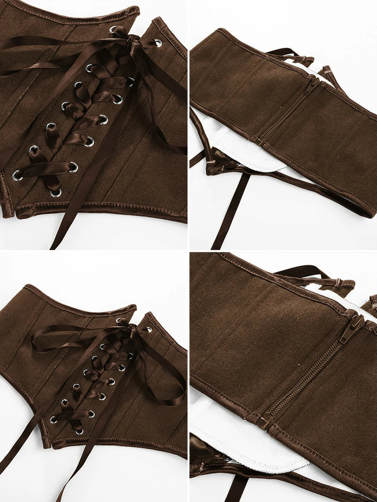 Scarlet Darkness Renaissance Corset Belt with 14 Boned Waist Cincher