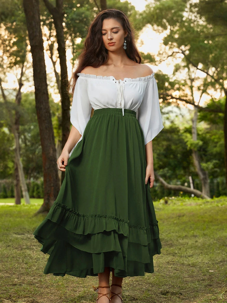 Scarlet Darkness Women Renaissance Tiered Swing Pocket Skirts