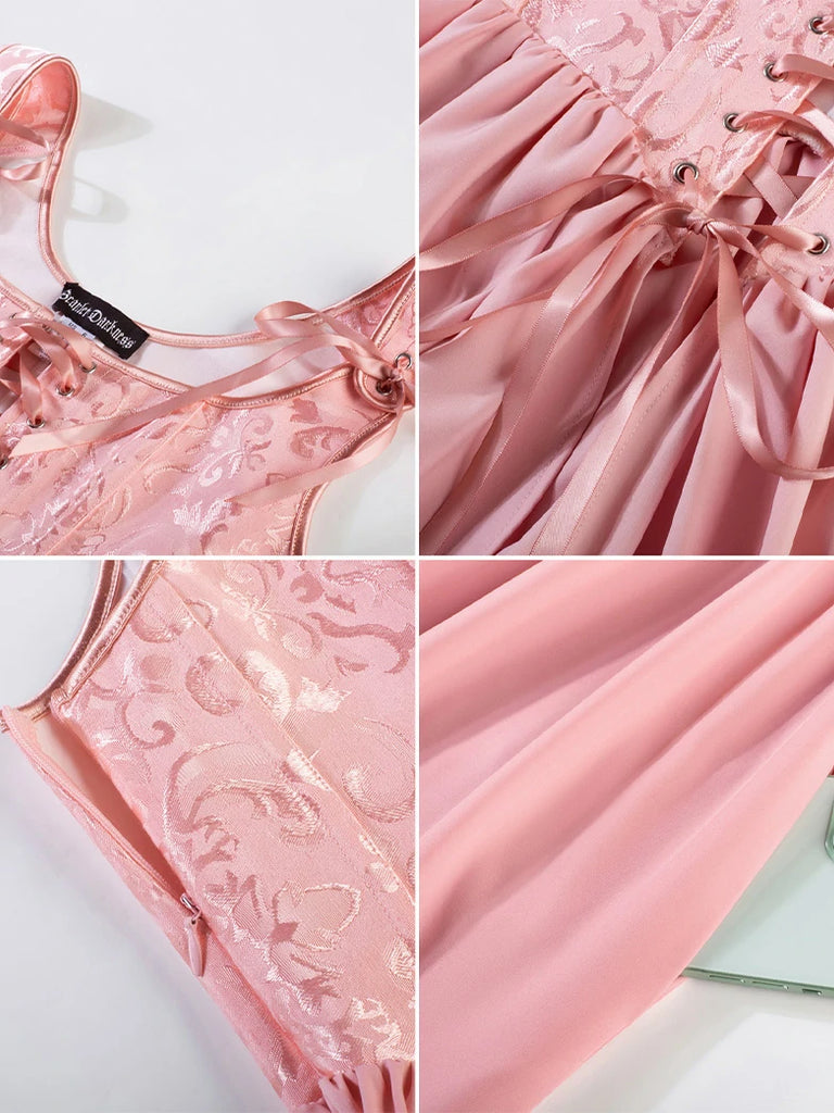 Scarlet Darkness Renaissance Jacquard Boned Pocket Overdress + Chemise