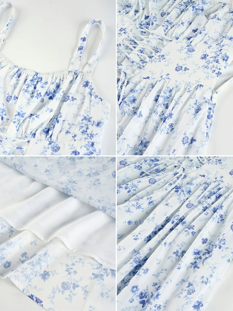 Scarlet Darkness 2026 Summer Floral Chiffon Flared Sundress for Women