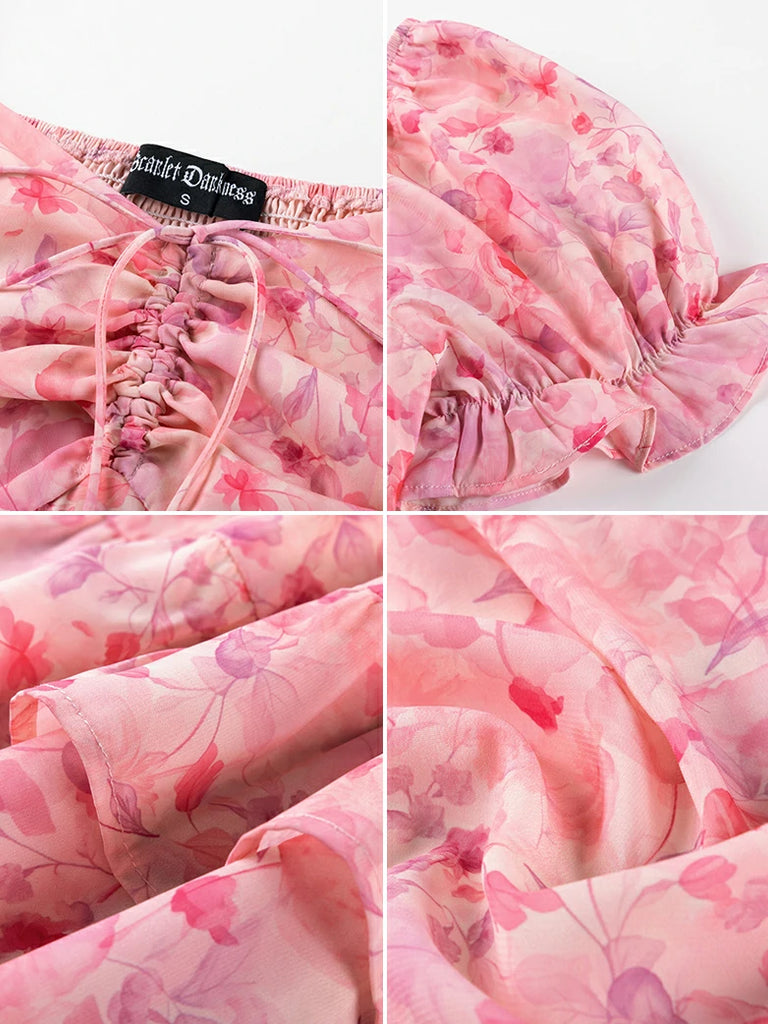 Scarlet Darkness Victoria Off Shoulder Double-Layer Hem Dress with Pockets