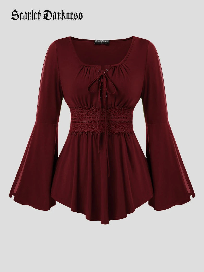 SCARLET DARKNESS Renaissance Traditionele Blouse voor Dames SCARLET DARKNESS Renaissance Traditionele Blouse voor Dames