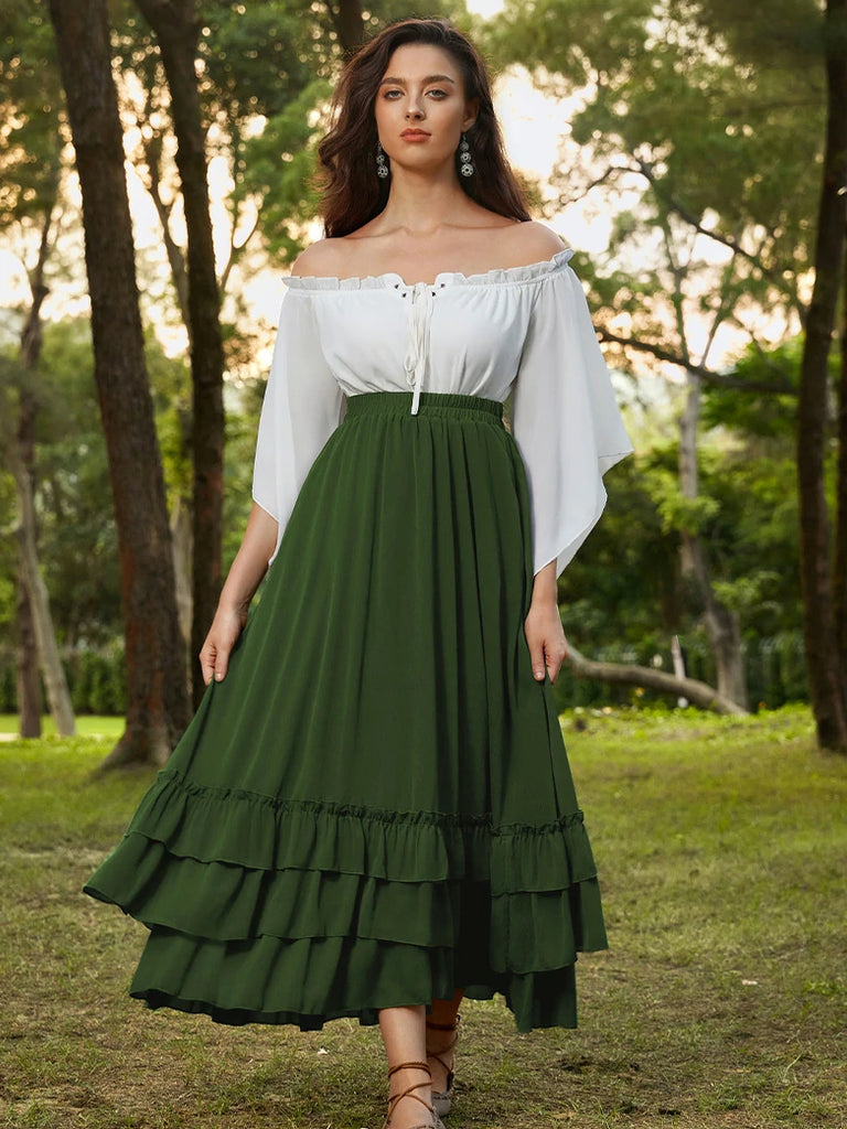 Scarlet Darkness Women Renaissance Tiered Swing Pocket Skirts