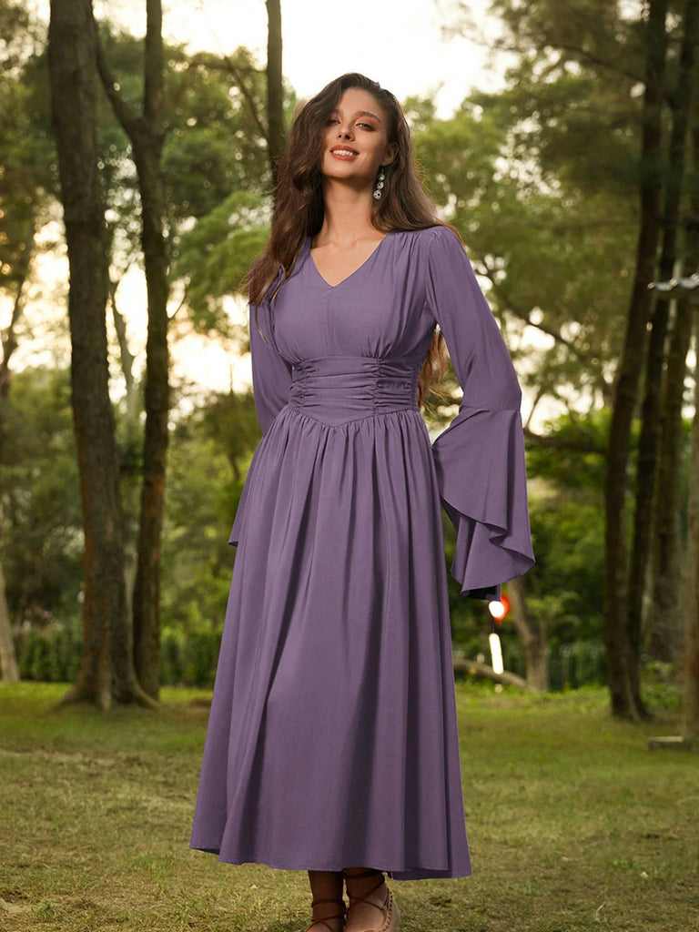 Scarlet Darkness Renaissance Fairy Elastic Waist Maxi Dress with Pockets