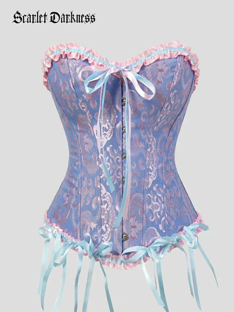 Scarlet Darkness Tinkerbell Jacquard Corset Top Boned Shapewear Purple