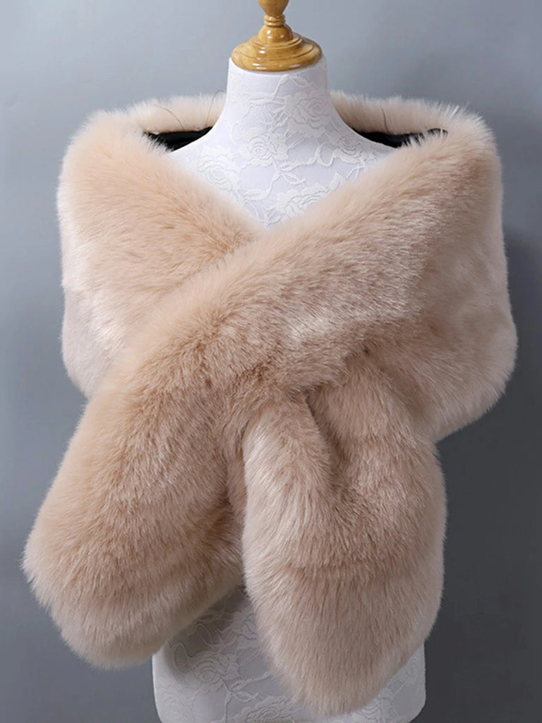 Scarlet Darkness Winter Soft Faux Fur Thick Shawl/Coats for Women 8 165CM*30CM